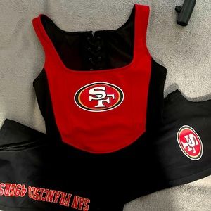 49ers women’s corset style top and boot cut leggings